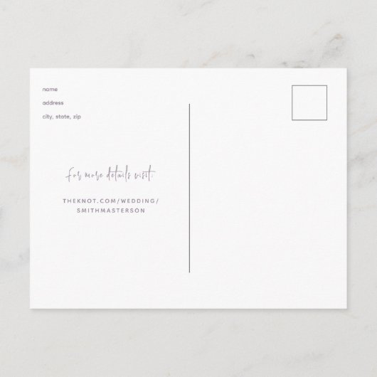 Lavendel in Einfachheit Hochzeit Rettete unser Dat Postkarte (Rückseite)