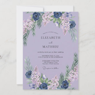 Lavendel Indigo Hortensien Eukalyptus Hochzeit Einladung