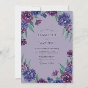Lavendel-Indigo-Wildblumen-Hochzeit Einladung