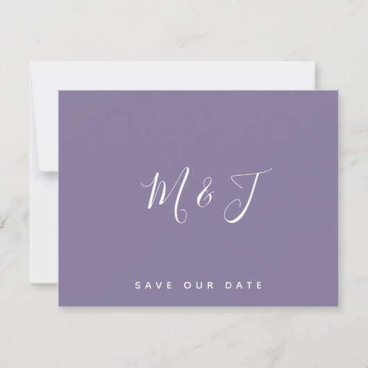 Lavendel-Initialen Hochzeit Save the Date (Vorderseite)