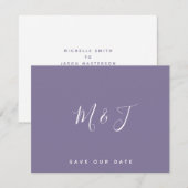 Lavendel-Initialen Hochzeit Save the Date (Vorne/Hinten)