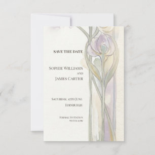 Lavendel-Iris-Jugendstil-Einladung zur Hochzeit Save The Date