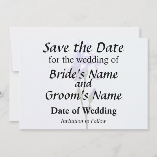 Lavendel-Iris und Knospen Save The Date (Vorderseite)