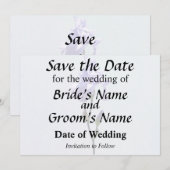Lavendel-Iris und Knospen Save The Date (Vorne/Hinten)