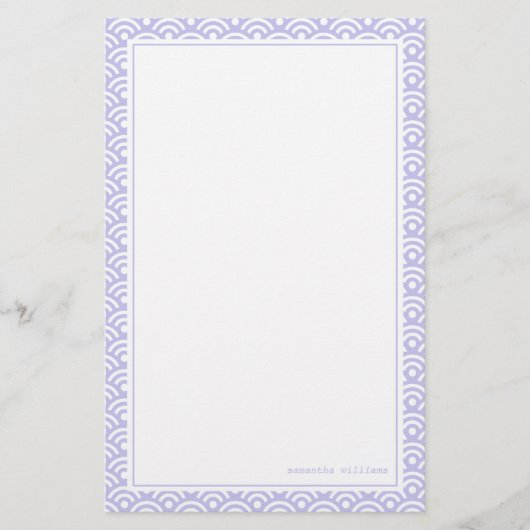 Lavendel-Japaner Seigaiha Muster Briefpapier (Vorderseite)