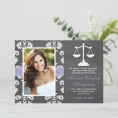 LAVENDEL-JURISTISCHE FAKULTÄTS-TAFEL-ABSCHLUSS EINLADUNG (Stehend Vorderseite)