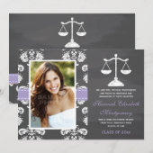 LAVENDEL-JURISTISCHE FAKULTÄTS-TAFEL-ABSCHLUSS EINLADUNG (Vorne/Hinten)