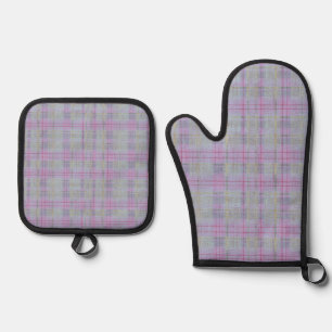 Lavendel Karo-Harmonie Ofenhandschuh & Topflappen-Set