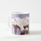 Lavendel-Karo-Mutterbär Kaffeetasse (Vorderseite Links)