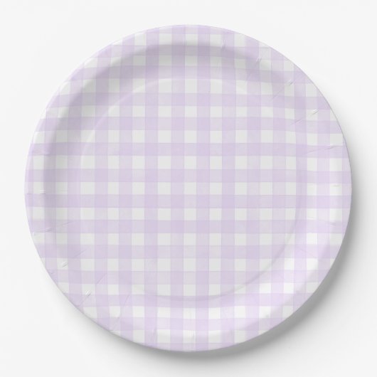 Lavendel Klassisches Gingham Pappteller (Vorderseite)