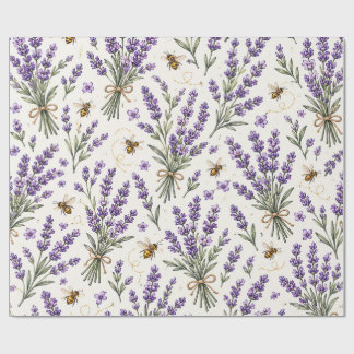 Lavendel & Kleine Biene Cottagecore Botanisches Na Geschenkpapier