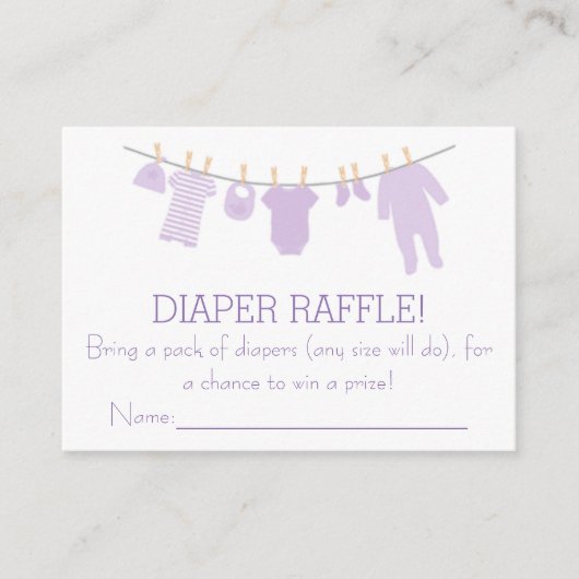 Lavendel Kleine Kleidung Diaper Raffle Tickets Begleitkarte (Vorderseite)