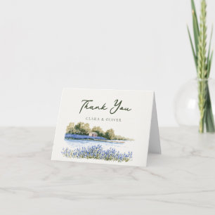 Lavendel Kornblumenblau Schrift Provence Hochzeit Dankeskarte