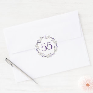 Lavendel-Kranz für 55. Hochzeitstag Runder Aufkleber