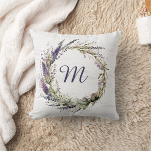 Lavendel-Kranz mit Monogramm Kissen