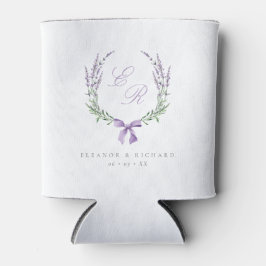 Lavendel-Kranz & Schleife Monogramm-Hochzeit Dosenkühler