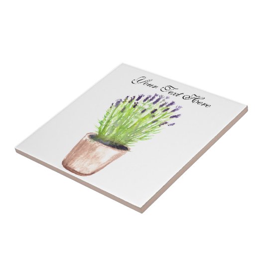 Lavendel Kräutertopf Pflanze Aquarellkachel Fliese (Seite)