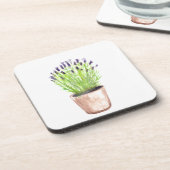 Lavendel Kräutertopf Pflanze rustikal lila Getränkeuntersetzer (Linke Seite)