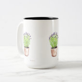 Lavendel Kräutertopf Pflanze rustikal lila Zweifarbige Tasse (Vorderseite Links)