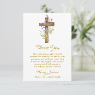 Lavendel-Kreuz-Mitgefühl-Dankeskarten Dankeskarte