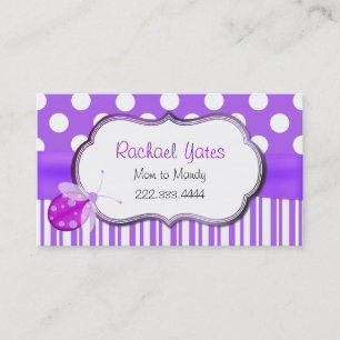 Lavendel Ladybug Mami Play Date Card Telefonnummerkarte