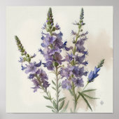Lavendel Larkspur Blume Art Print Poster (Vorne)