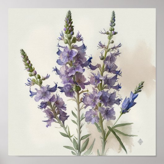 Lavendel Larkspur Blume Art Print Poster (Vorne)