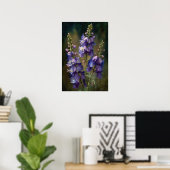 Lavendel Larkspur Blume Art Print Poster (Heimbüro)