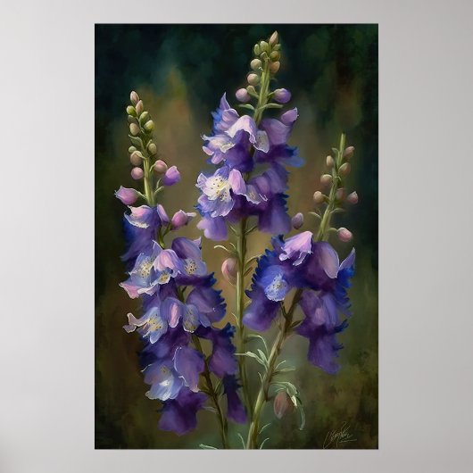 Lavendel Larkspur Blume Art Print Poster (Vorne)