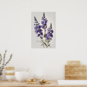 Lavendel Larkspur Blume Art Print Poster (Küche)