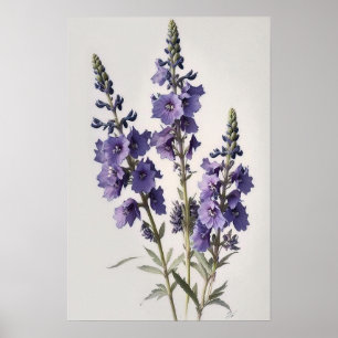 Lavendel Larkspur Blume Art Print Poster
