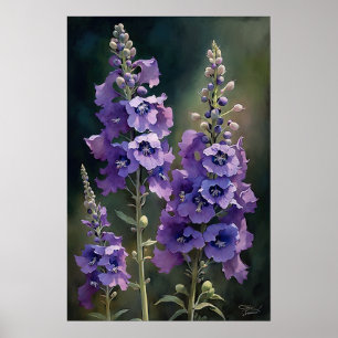 Lavendel Larkspur Blume Art Print Poster