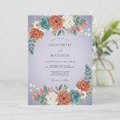 Lavendel Lebendige Boho-Hochzeit Einladung (Stehend Vorderseite)