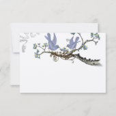 Lavendel & Lemon Gelbe Vintage Vögel Hochzeit RSVP Karte (Rückseite)