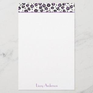 Lavendel-Leopard-Druck-personalisiertes Briefpapier