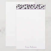 Lavendel-Leopard-Druck-personalisiertes Briefpapier (Vorne/Hinten)