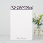 Lavendel-Leopard-Druck-personalisiertes Briefpapier (Stehend Vorderseite)