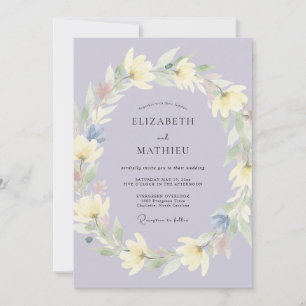 Lavendel Leuchtende Botanische Blüten Hochzeit Einladung