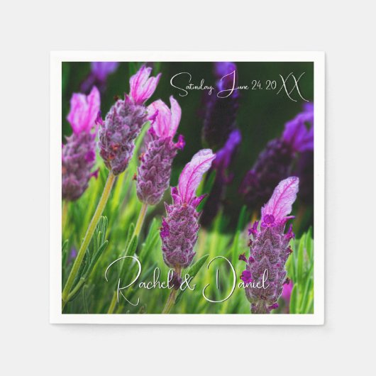 Lavendel, Liebe & Hingabe, Hochzeit Serviette (Vorderseite)