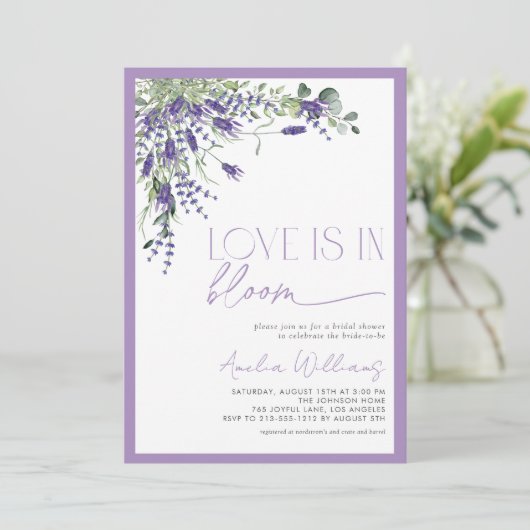 Lavendel Liebe ist in Blütenfarben Einladung (Stehend Vorderseite)