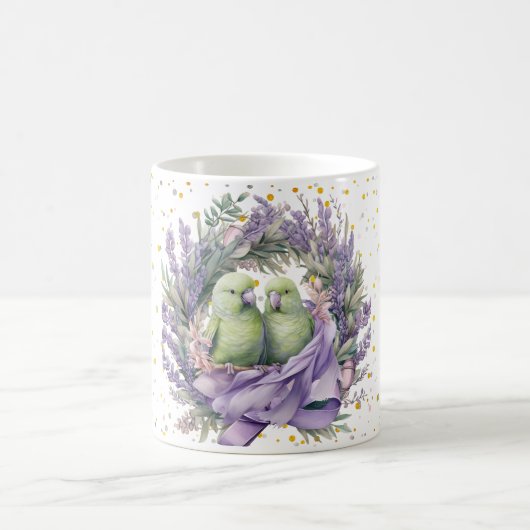 Lavendel Liebesvögel Kaffeetasse (Mittel)
