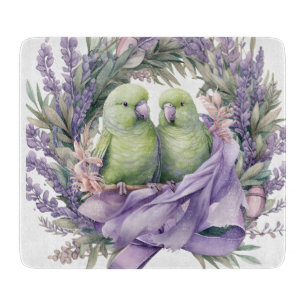 Lavendel-Liebesvögel Schneidebrett