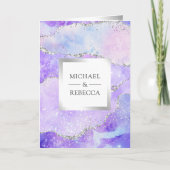 Lavendel-Lila-Achat-Marmor-QR-Code-Hochzeit Einladung (Vorderseite)