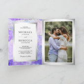 Lavendel-Lila-Achat-Marmor-QR-Code-Hochzeit Einladung (Innenseite)
