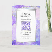 Lavendel-Lila-Achat-Marmor-QR-Code-Hochzeit Einladung (Rückseite)