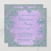 Lavendel Lila Aquamarin Blue Snowflake Weihnachten Einladung (Vorne/Hinten)