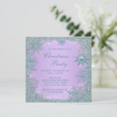 Lavendel Lila Aquamarin Blue Snowflake Weihnachten Einladung (Stehend Vorderseite)