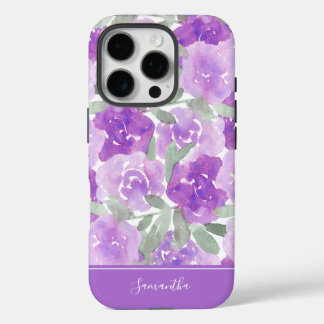 Lavendel Lila Aquarellblume Personalisiert iPhone 16 Pro Hülle