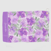 Lavendel Lila Aquarellblume Personalisiert Golfhandtuch (Horizontal)