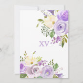 Lavendel Lila Aquarellfarben Gold Quinceanera Einladung (Rückseite)